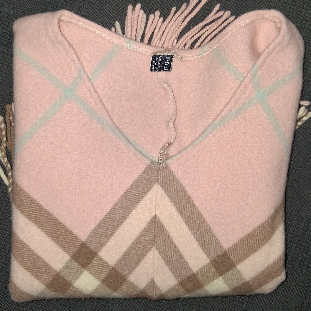 Burberry Pink Plaid Cashmere Scarf Wrap